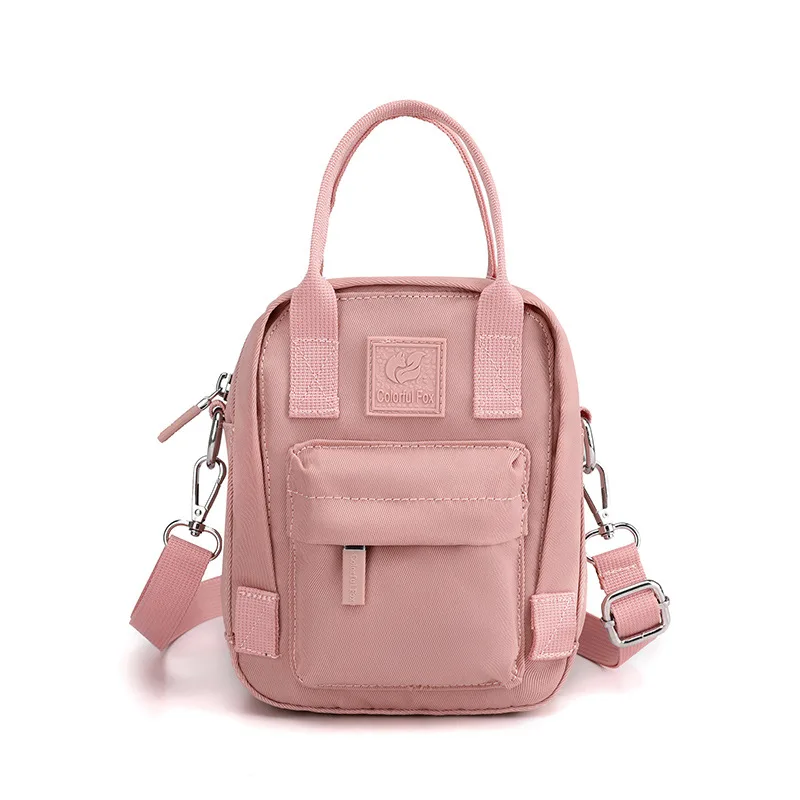 

Women Shoulder Bag Waterproof Nylon Bag Ladies Small Handbags Girlsvintage Tote with Zipper and Pocket Pink Side Bags for Girls