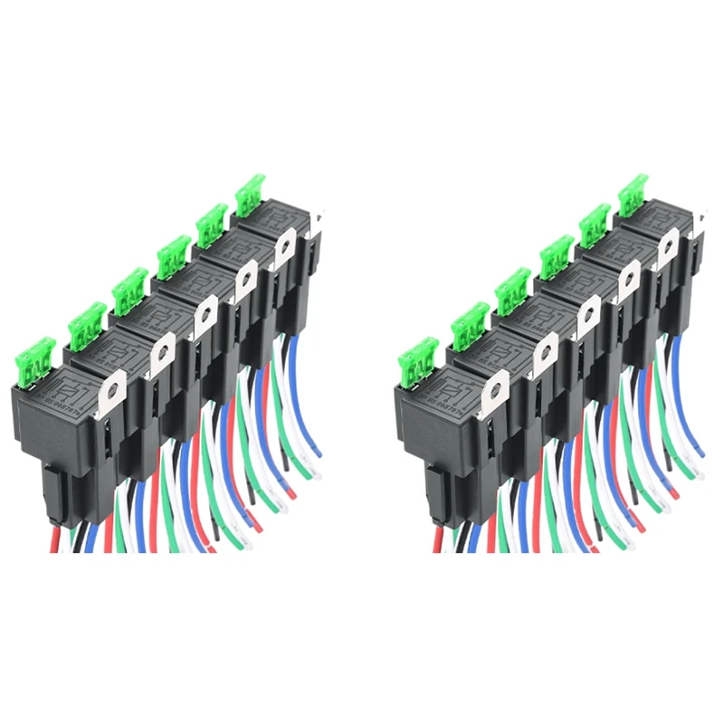 

12PCS 5-Pin SPST Automotive Electrical Relay 12V 30A Car Fuse Relay Switch Wiring Harness Car Accessories