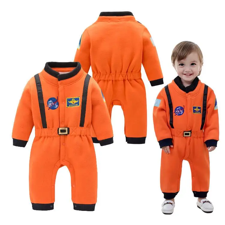 

Kids Astronaut Space Suit Autumn/winter Costume Boy's Orange Long-sleeved Jumpsuit Festival Costume