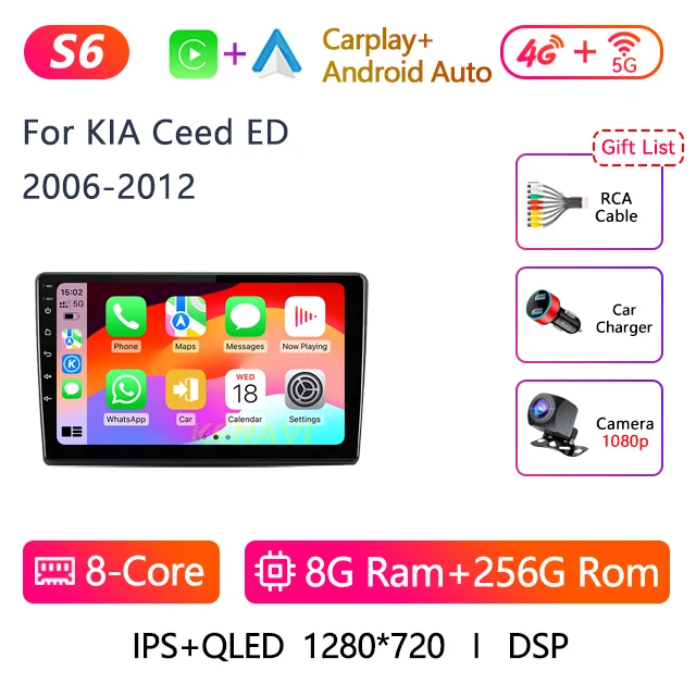 

2 Din Android автомобильный стерео радио для Kia Ceed ED 2006-2012 центральный мультимедийный видеоплеер беспроводной Carplay Auto GPS RDS головное устройство