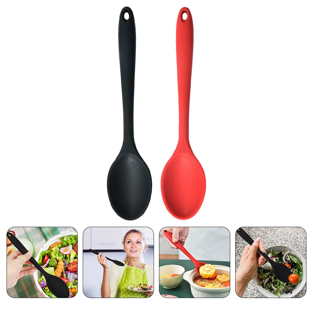 

Spoon Silicone Spoons Mixing Kitchen Cooking Serving Ladle Stirring Resistant Heat Utensils Kids Tableware Soft Handle Baby