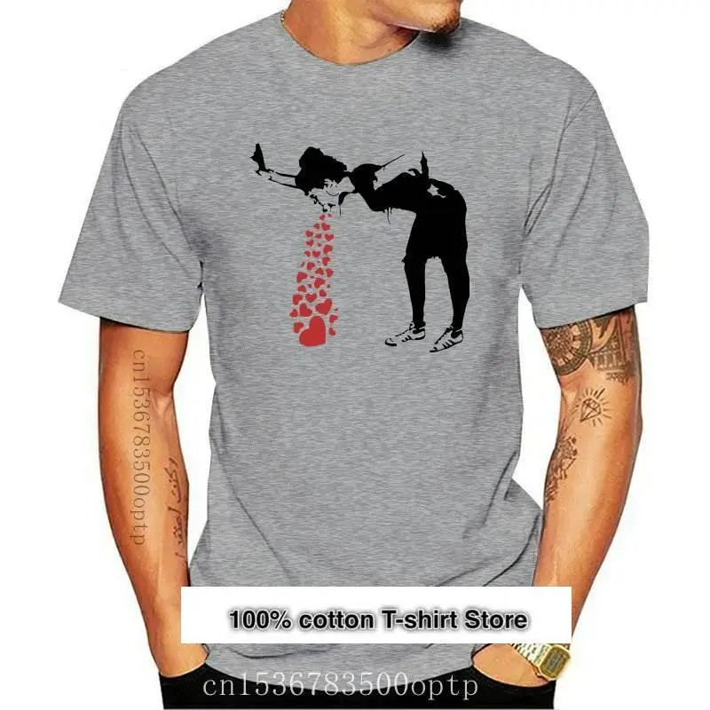 

Lovesick-Camiseta con estampado de grafiti Banksy para hombre, ropa informal Punk, de algodón puro, a la moda