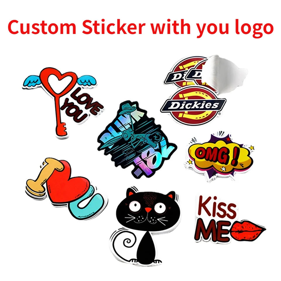 

Custom Sticker Printing Holographic Waterproof Transparent PVC Die Cut Kiss Cut Vinyl Anime Personalized Self Adhesive Logo