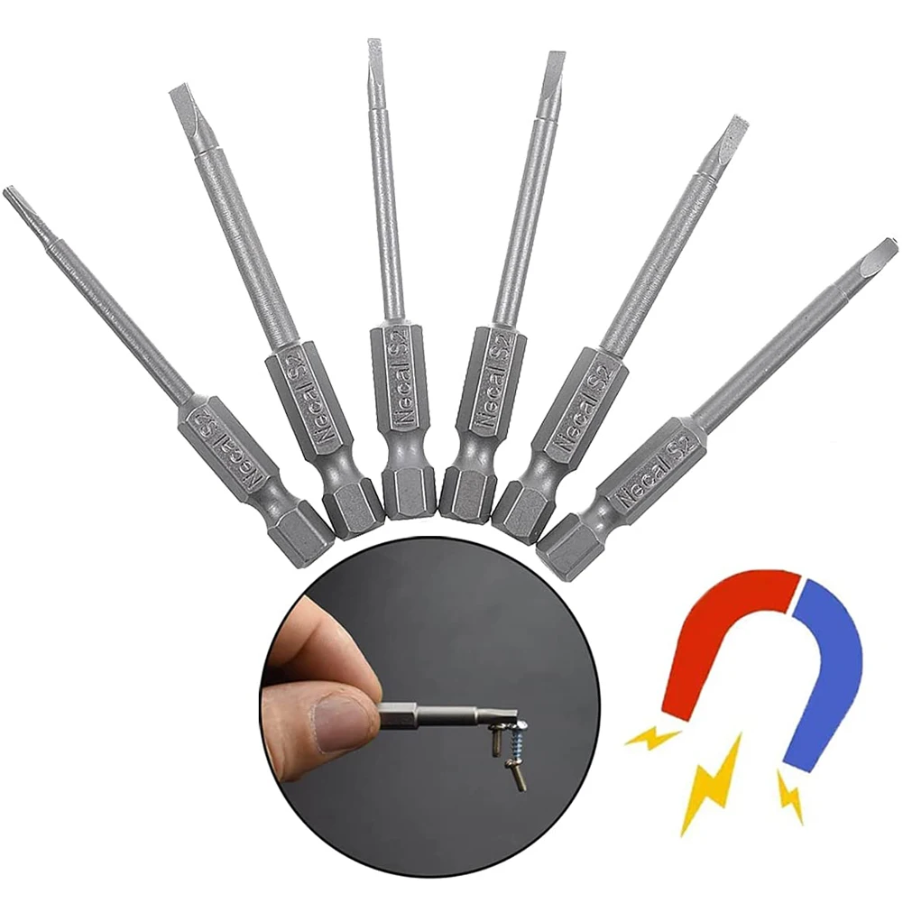 

6Pcs 65mm Triangular Screw Bits Set Alloy Steel Magnetic Electric Screw Driver Triangle Bit Screw Head 1.8 2.0 2.3 2.5 2.7 3.0mm
