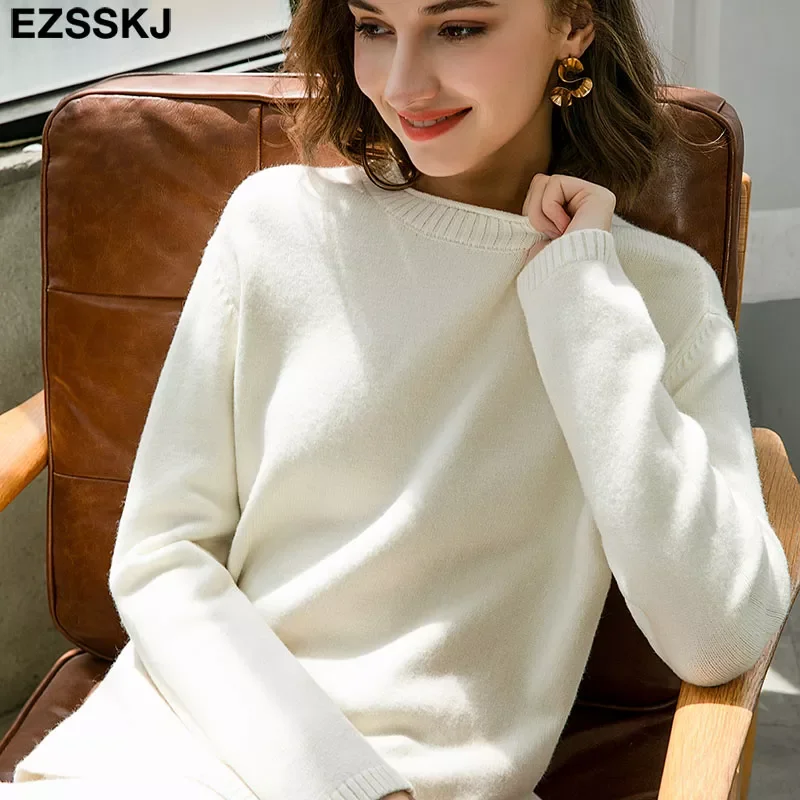 

Autumn Winter O-NECK oversize thick Sweater pullovers Women 2021 loose cashmere turtleneck Sweater Pullover female Long Sleeve