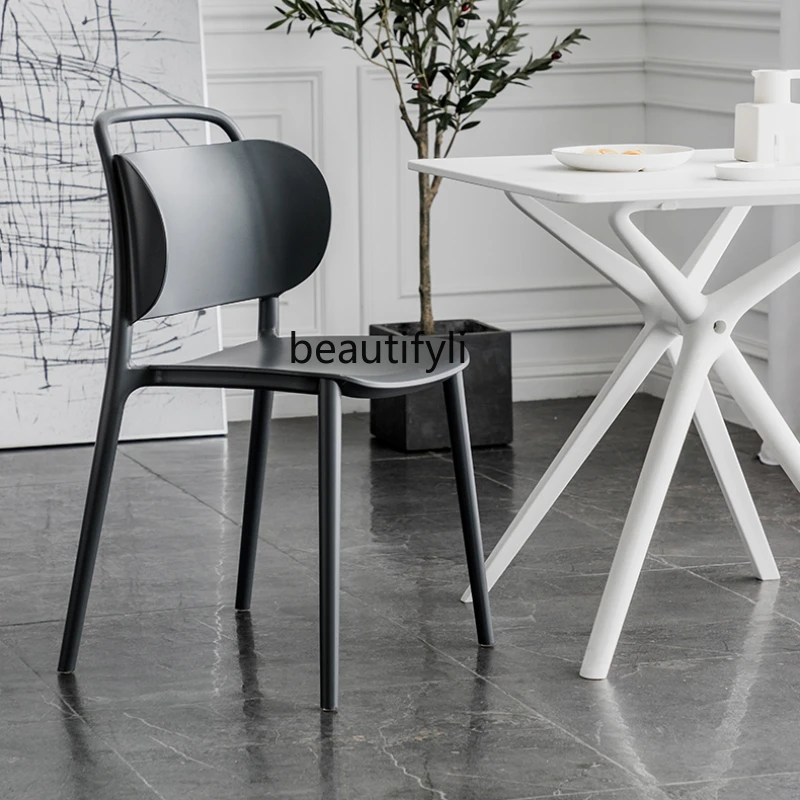 

Пластиковый обеденный стул LBX в скандинавском стиле, утолщенный уличный стул для магазина молочного чая, спинка стула для досуга, стол для п...