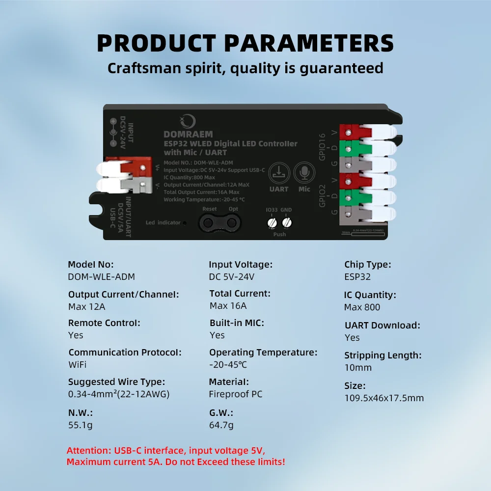 

CENFAYA DOM-WLD-ADM ESP32 RGB-контроллер