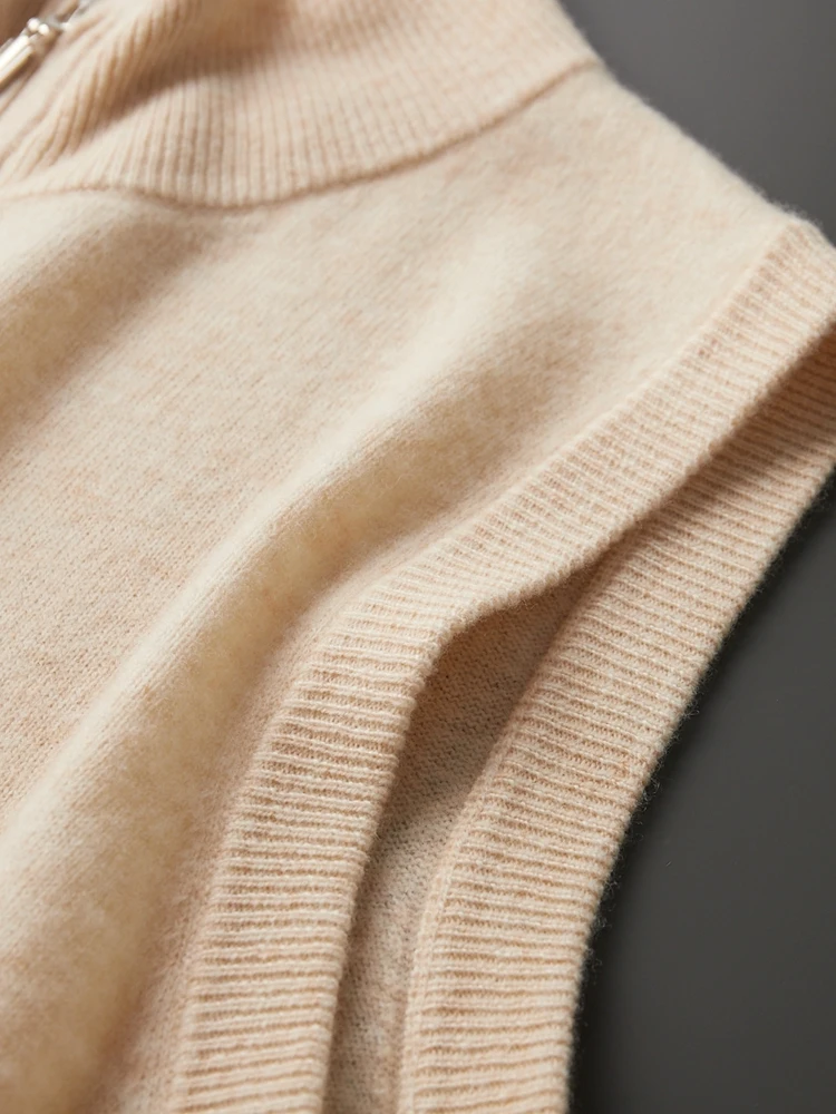 Мужская футболка Лидер продаж однотонный жилет без рукавов на молнии 100% шерсть с