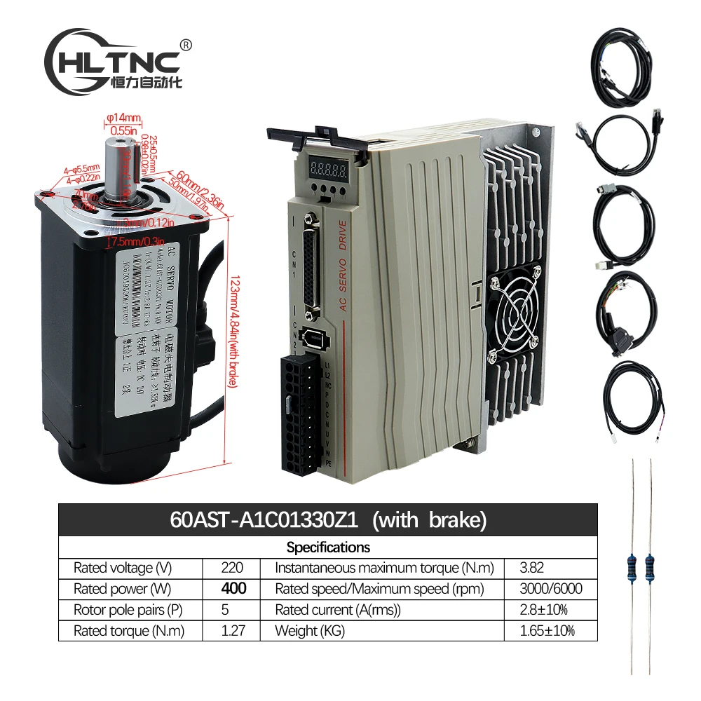 

RU Ship 60 80 AST 400 Вт 600 Вт 750 Вт 1 кВт 3000 об/мин Комплект серводвигателя с 17-битным абсолютным магнитным энкодером и тормозом постоянного тока для гравера с ЧПУ