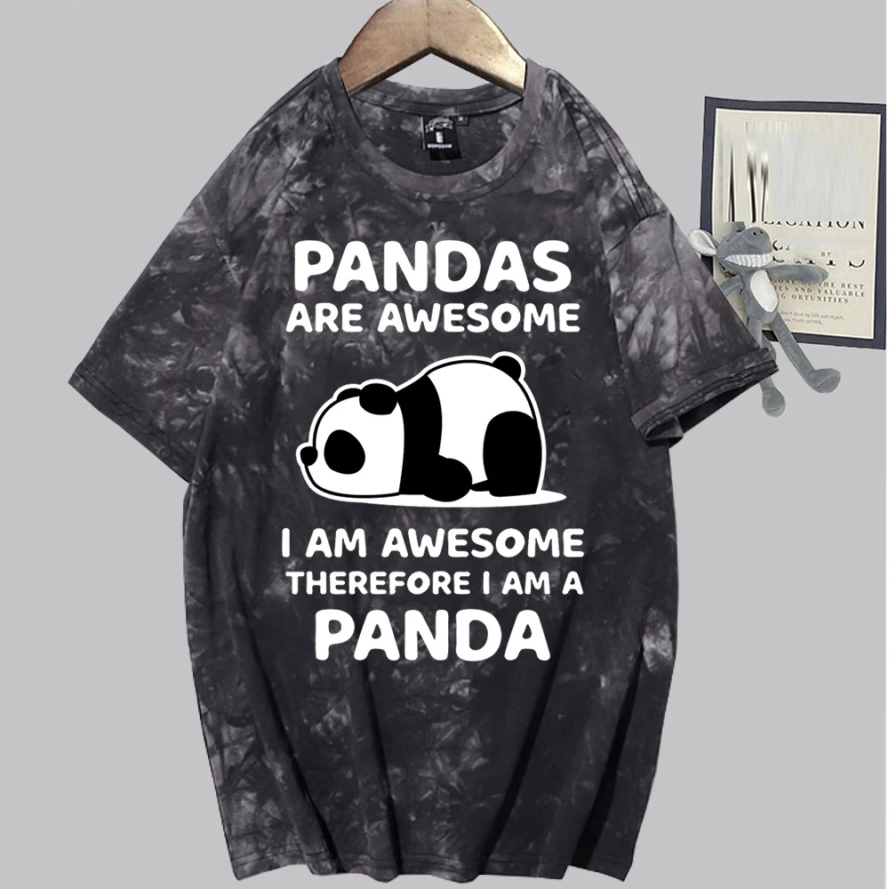

Panda Tie Dye Tshirt Pandas Are Awesome Printing T Shirts Women T-Shirts Korean Style Tshirt for Women's Casual Punk Womens Tops