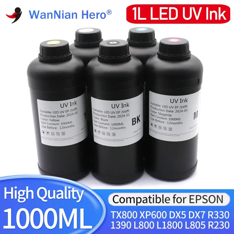 Фото Светодиодные УФ-чернила 1000 мл для принтера Epson 1390 R1800 R1900, печатающая головка для i3200 i1600 TX800 XP600 L800 L1800 L805 DX5 DX7 DX10 DX4 DX6 №1