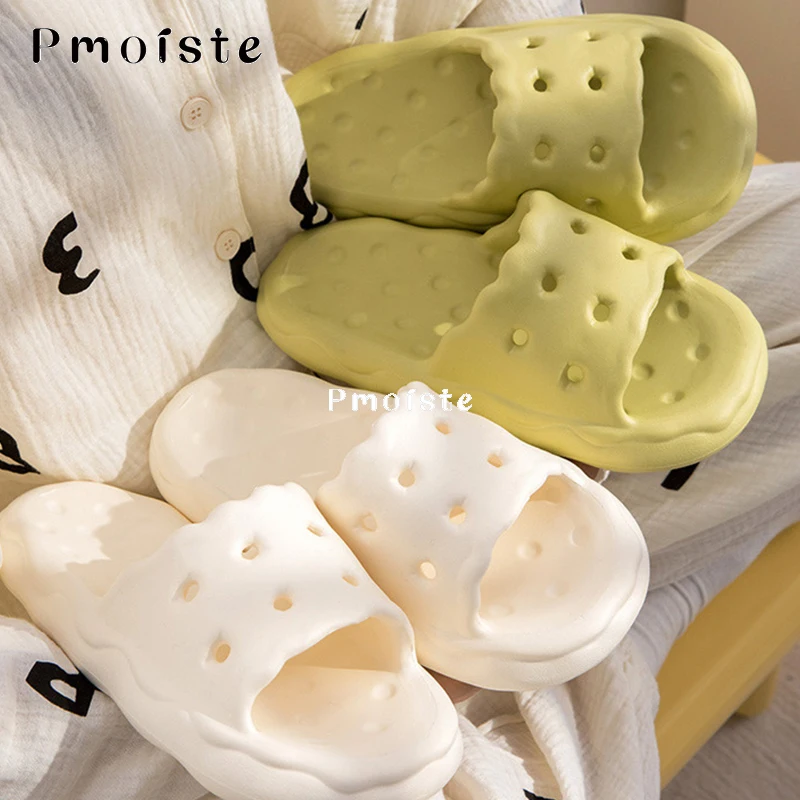 Cream Cookies Slippers for Women Summer Indoor EVA Slippers Cute Cartoon Shape Girl Shoes Soft Bottom Dorm Slippers