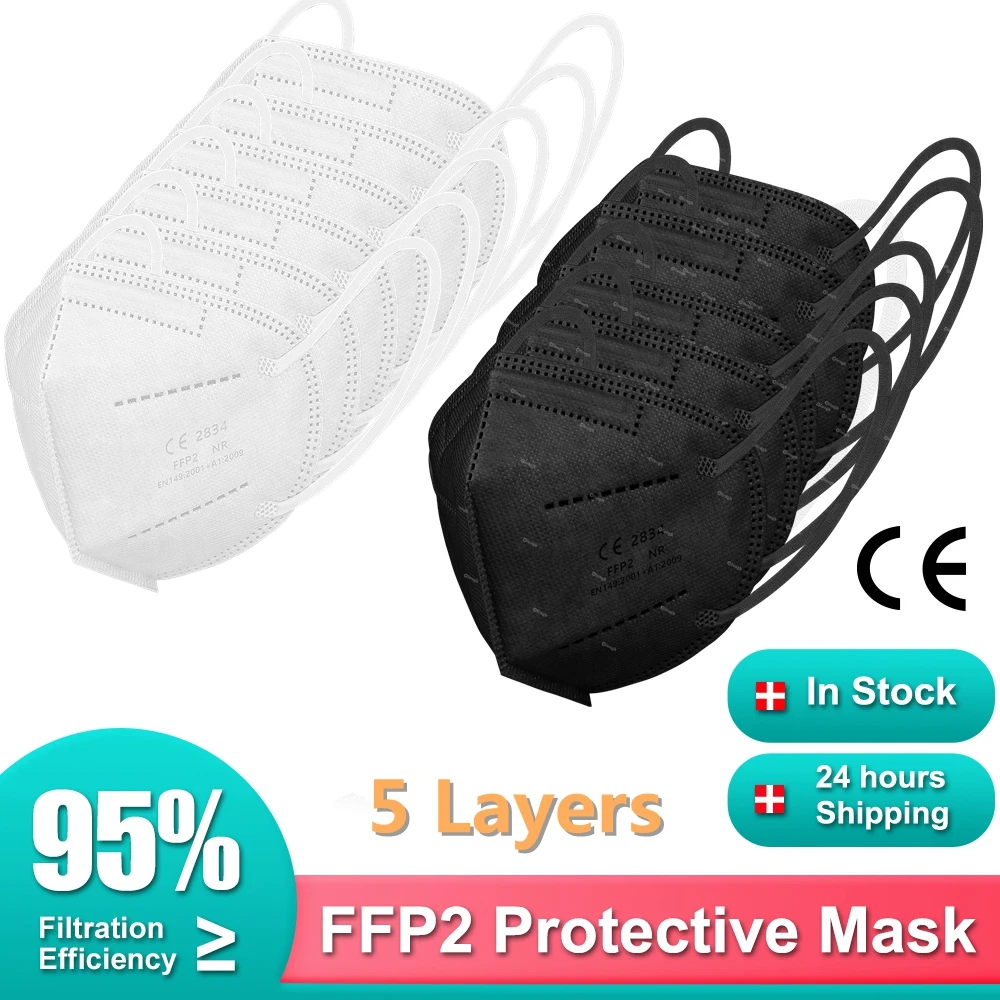 

5 слоев FFP2 Mascarillas neгра FFP 2 Mascarillas FPP2 Homologadas Kn95 сертифицированная маска черная FFP2Mask Kn 95 маска для лица FP2 FFPP2