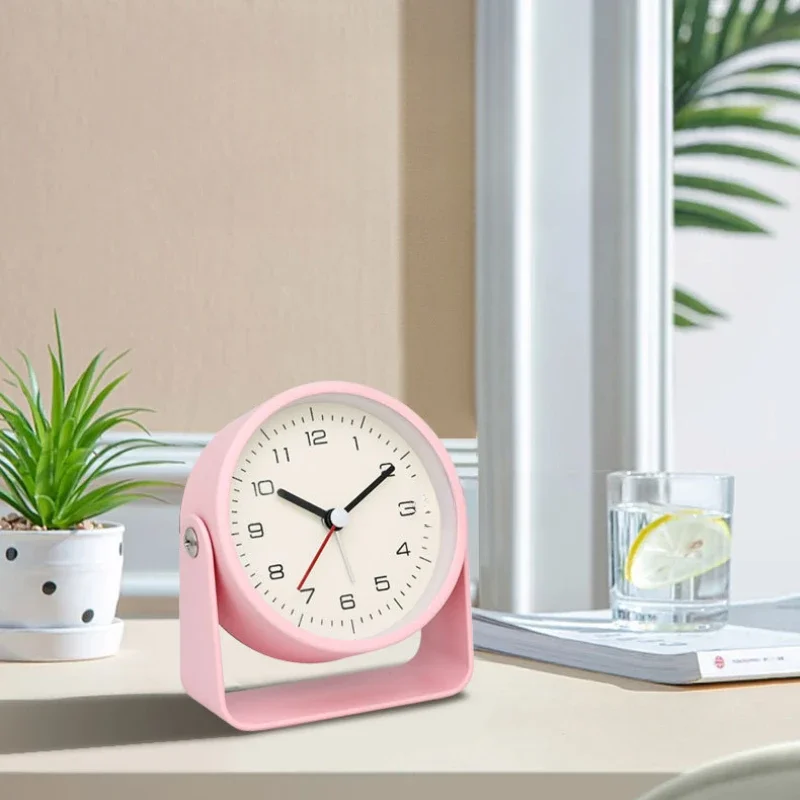 

Металлические часы-будильник, тихие настольные минималистичные кварцевые часы для студентов