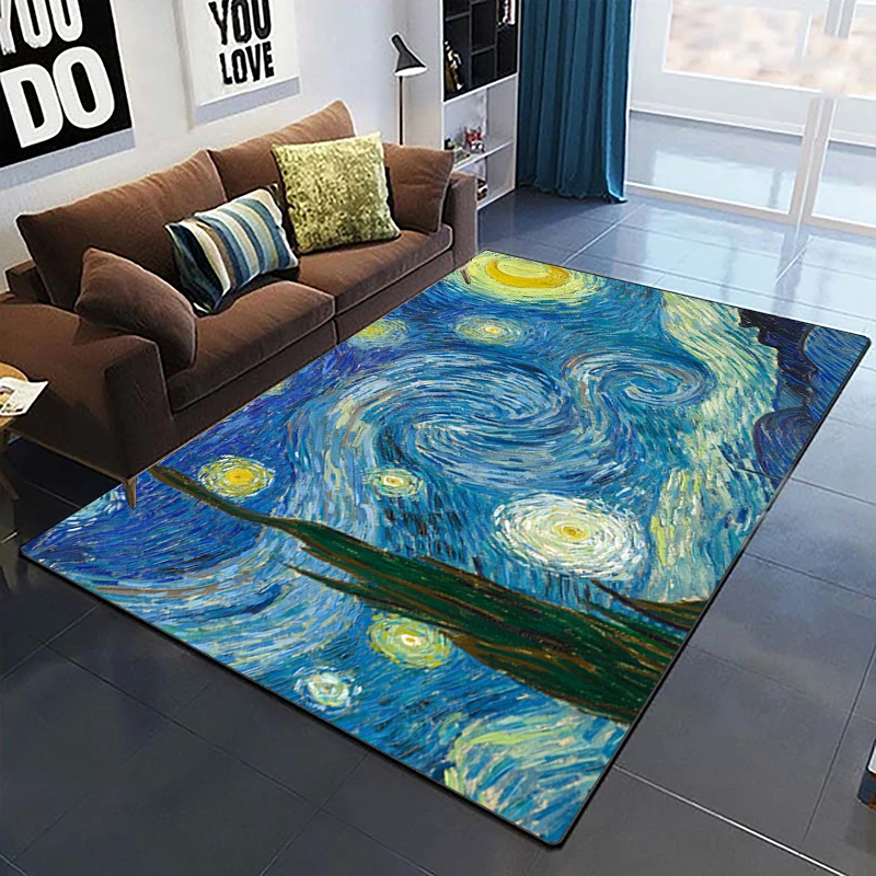 Famous Paintings Art Printed Large Area Rug Soft Carpet Home Decoration Mats Dropshipping Rugs and Carpets for Yoga Gift