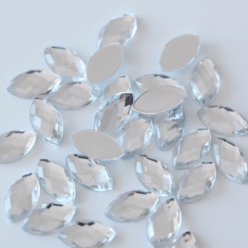 

7x15mm 100pcs/pack Acrylic Marquise Hand Sewn Diamonds DIY Clothing Wedding Accessories Decorative Rhinestones