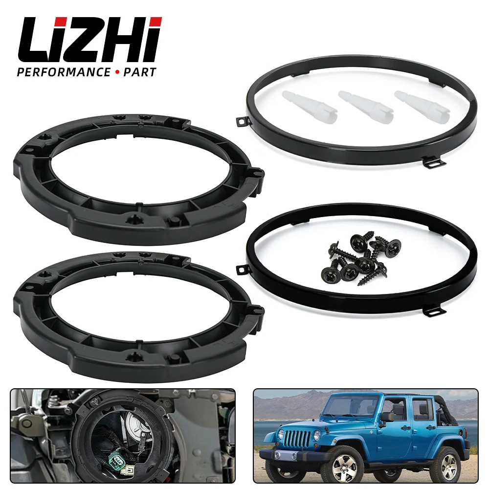 

LIZHI - 7" Headlight Mount Bracket Ring Kit For 2007-2018 Jeep Wrangler JK Bracket Ring Head Light Base Kit Accessories LZ-CDD57