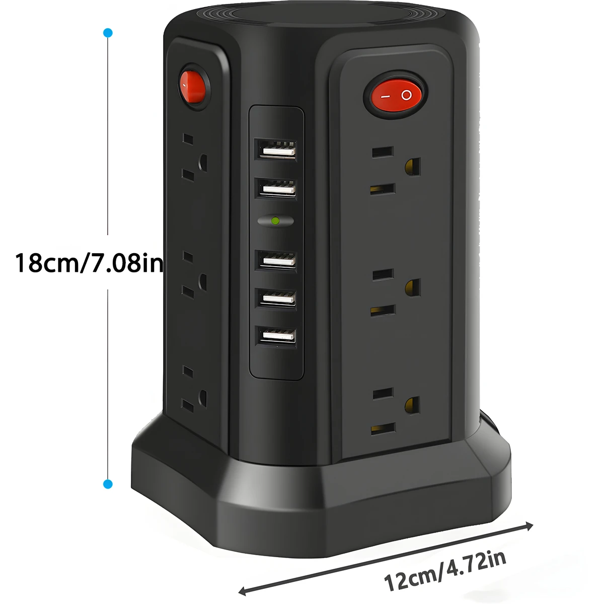 Мультиэлектрическая розетка розетки 12AC 5 портов USB зарядка удлинитель 9 фута