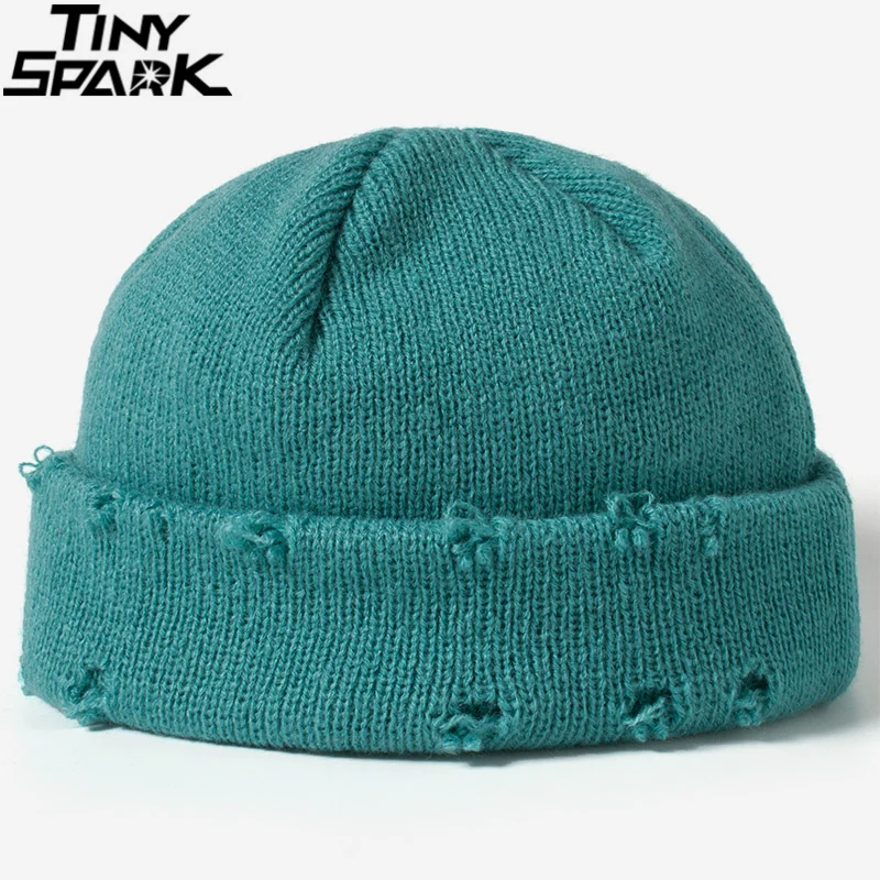 Шапки мужские в стиле хип-хоп Харадзюку вязаные с дырками простые Осень-зима 2021