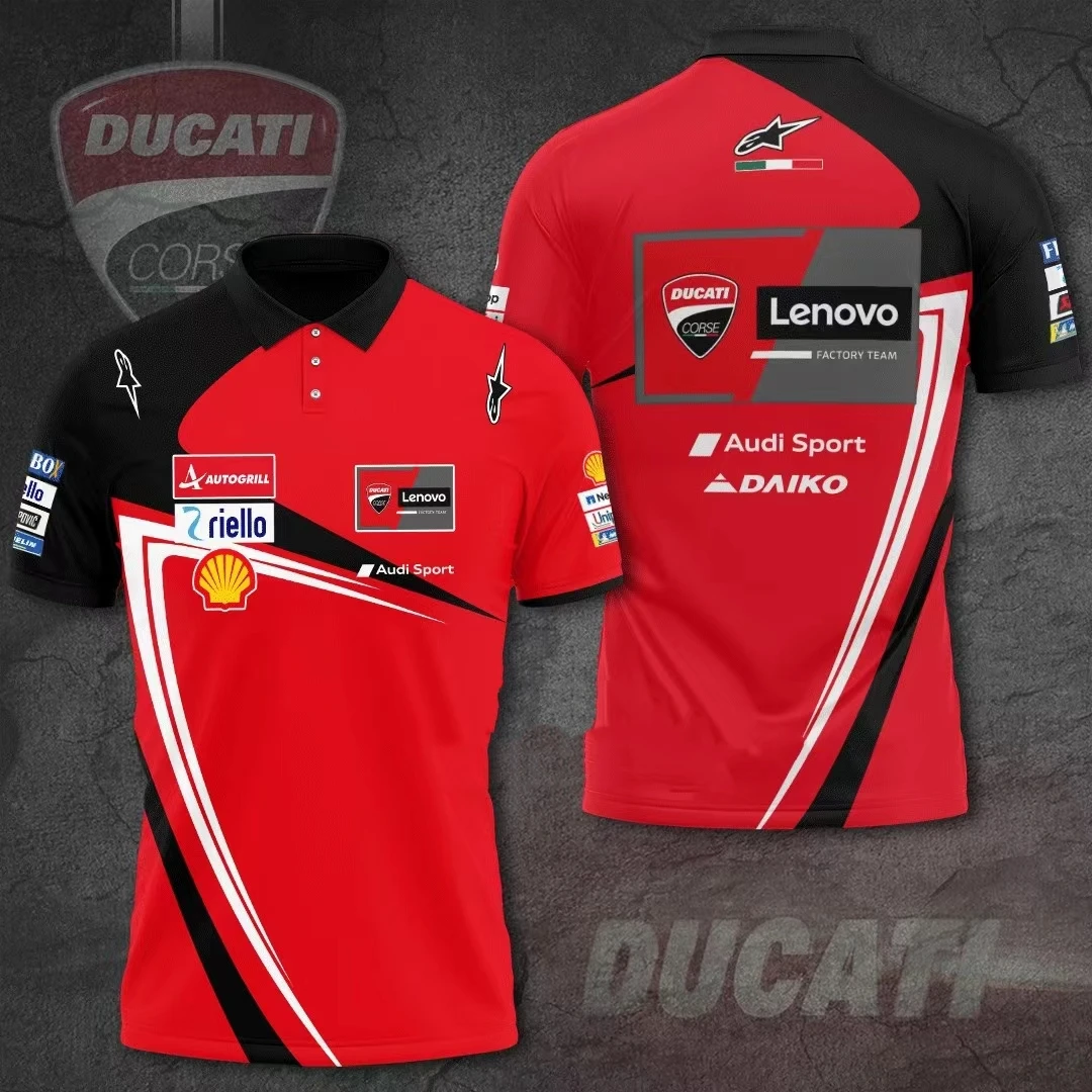 

Summer 2023 Breathable F1 Formula One Ducati Racing Casual POLO Slim Fit Top Fashion Sports T-shirts Men's and Women's Shirts