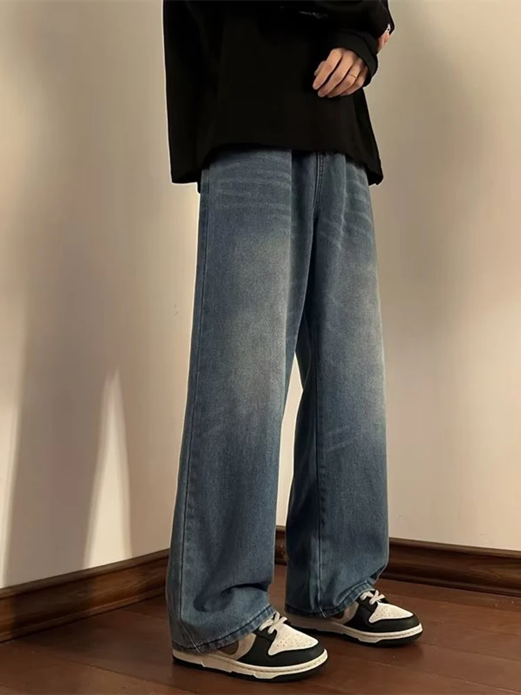 Baggy Jeans Men Fashion Retro Casual Wide-leg Jeans Men Streetwear Loose Hip Hop Straight Denim Pants Mens Trousers Men Pants