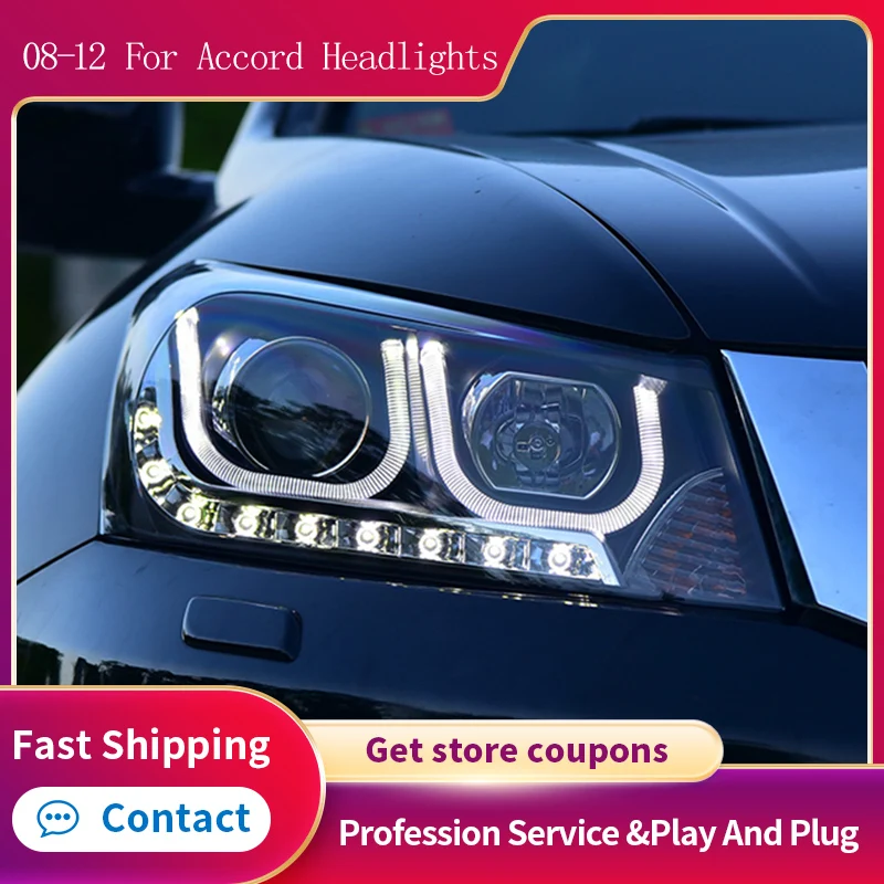 

Car Styling LED Headlights for Honda Accord 8Th 2008-2012 Be-xenon Lens Automotive