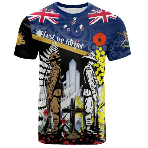 New Hot Fashion Vintage 3D Printed New Zealand Maori with Silver Fern T-shirt for Men's New Zealand Anzac Day Flag Maori Graphic