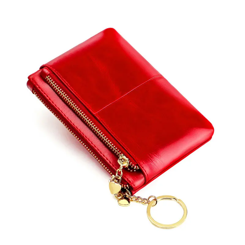 Fashion Vintage Women Coin Purse Genuine Leather Zipper Small Oil Cowhide Wallet