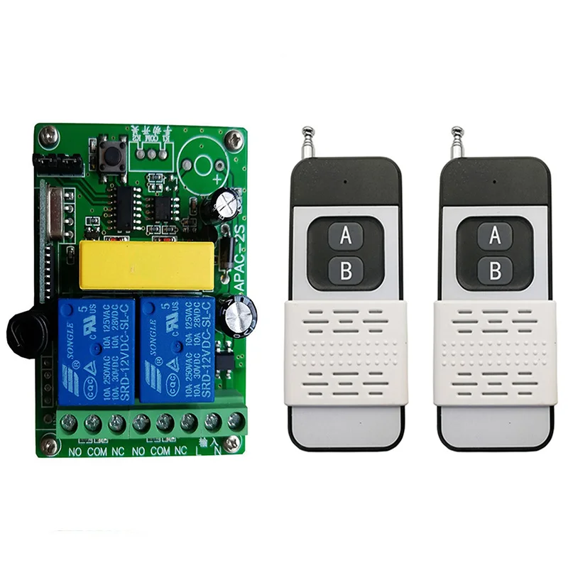 Пульт дистанционного управления 433 МГц для телефона, универсальный пульт дистанционного управления для двери, гаража, 220 В переменного тока, 2 канала, 10 А, релейный приемник и контроллер
