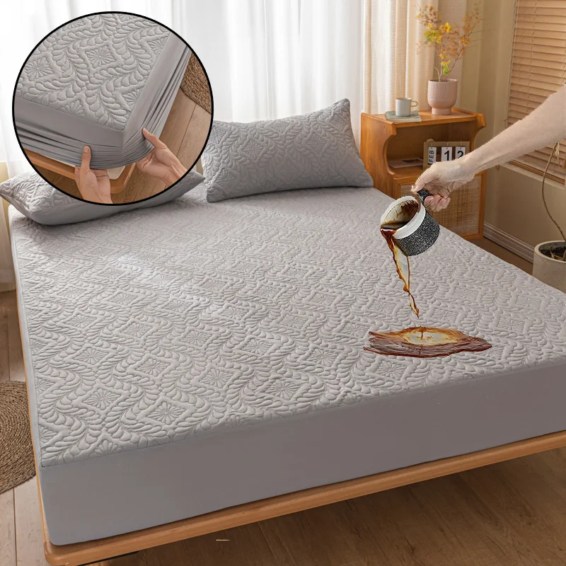 

Waterproof Fitted Sheet Elastic Mattress Cover Embossed Quilted Mattress Protector Bed Cover for Twin/Full/Double/Queen/King