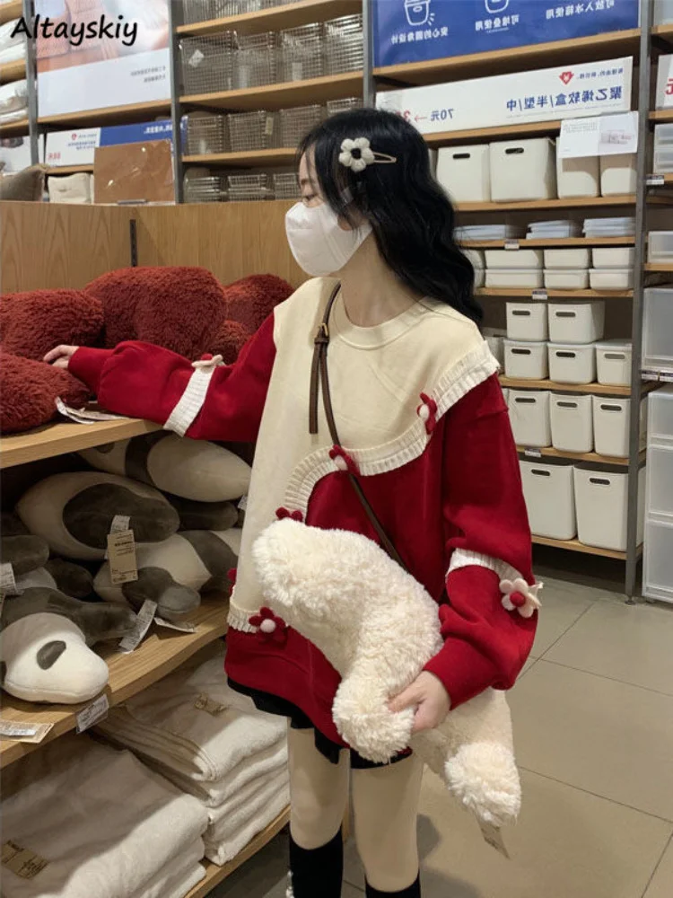 

Свитшоты женские в стиле пэчворк, Рождественская мода, милый стиль, подходящая ко всему Женская шикарная дизайнерская уютная Милая осенняя одежда в стиле преппи для студентов