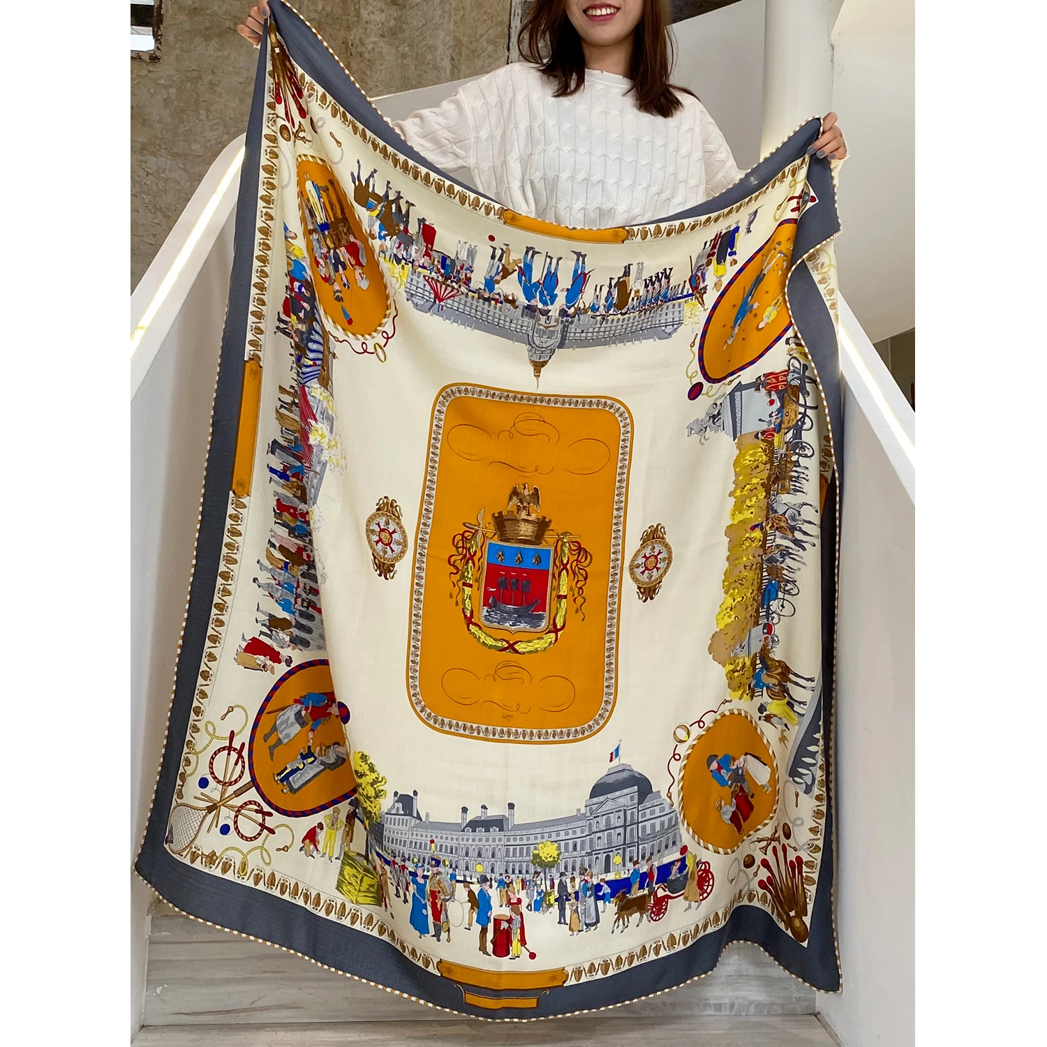 

Дизайнерский брендовый женский большой квадратный шарф, Пашмина, 30% шелк, 70% шерсть, зимние шарфы, шаль, платок, 135*135 см