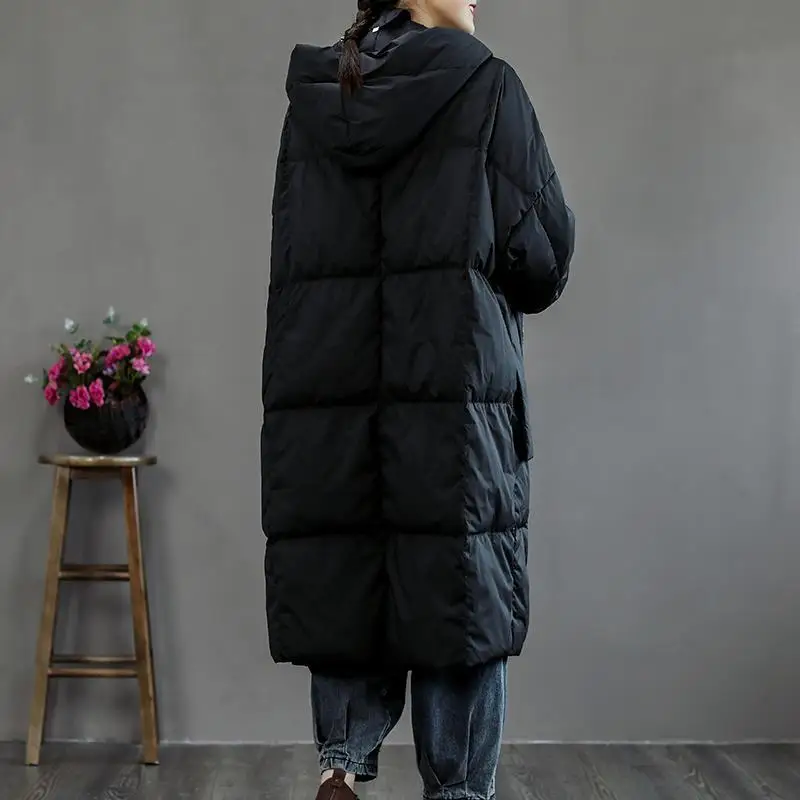 New Winter Coat for Women Down Jackets Coats Parkas Jackets Oversize Hooded Long Down Jacket Warm Big Pocket Fashion Loose