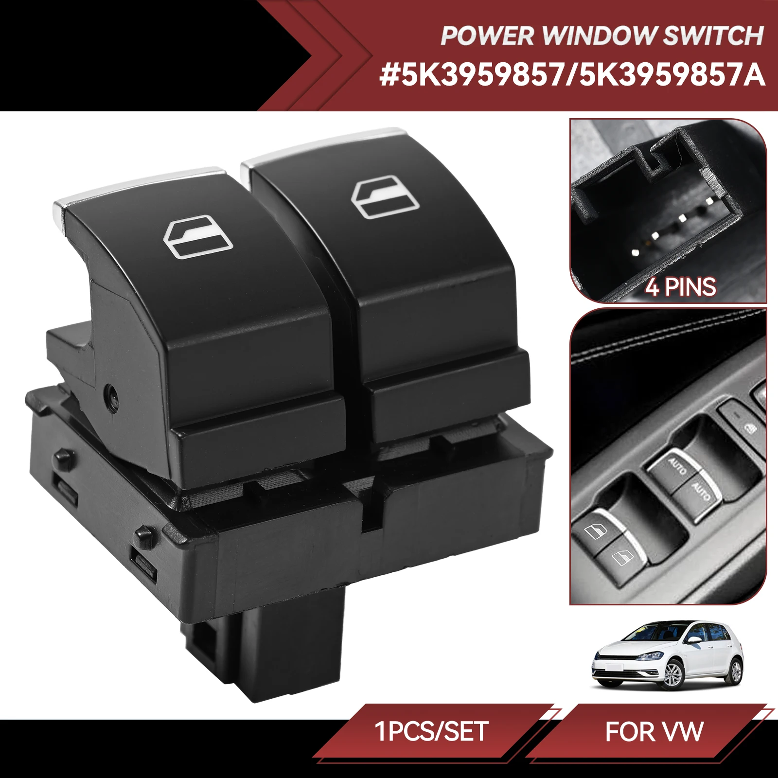 Кнопка переключателя управления окном для VW Eos Golf MK5 MK6 GTI 2 Door Scirocco Tiguan Polo 5K3 959 857 A B C