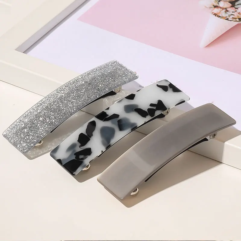 

Women Marble Hair Clip Vintage Acetate Hairpin Rectangle Side Clips Geometric Colorful Barrettes Hairgrips Hair Accessories