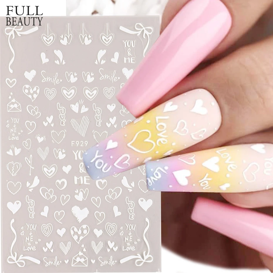 

3D Сердце Любовь Дизайн ногтей Наклейка английская буква слайдер бант цветочный узор День Святого Валентина художественное оформление ногт...