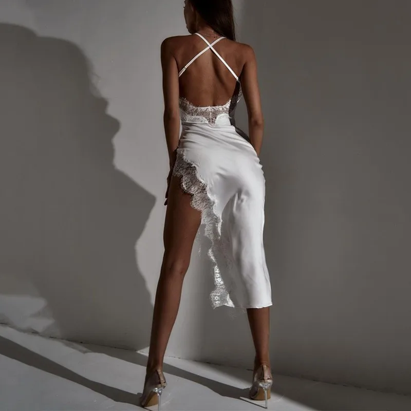 

Europe And America Women's 2023 New Summer Fashion Sexy Open Back Slim Fit Lace Strap Dress