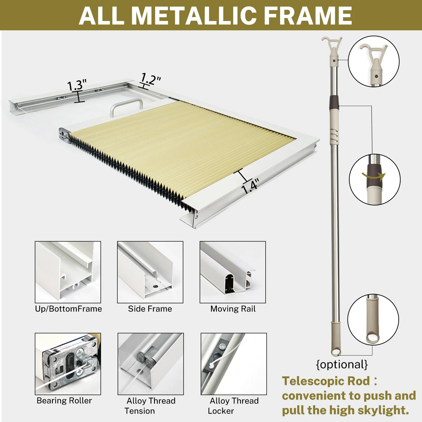 Беспроводные сотовые жалюзи Moonice с фильтрацией света плиссированные на крыше
