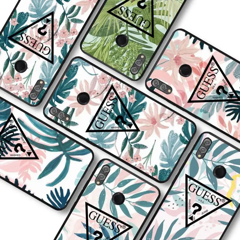 

Palm Tree Leaves Plant Flower Brand GUESS Phone Case For Huawei honor10Lite 10i 20 8x 10 Honor9lite 9xpro Coque