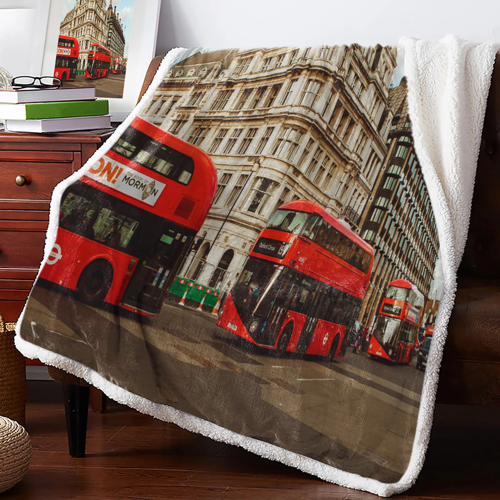 Плюшевое покрывало для дома флисовое красного цвета в Лондоне дивана постельное