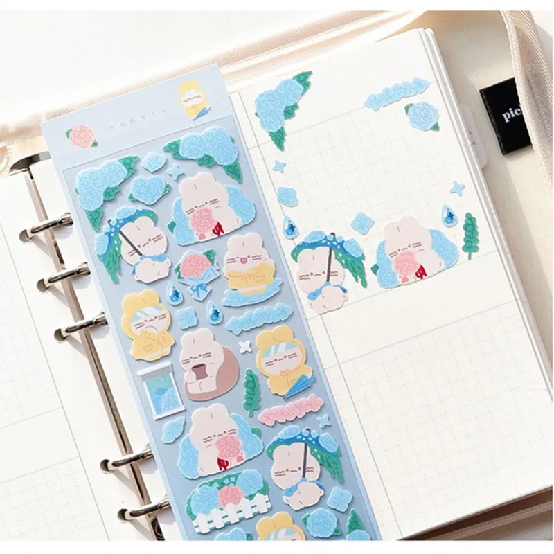 

3pieces Cute Rabbit Bling Deco Stickers Mini Diary Planner Photocard Scrapbooking Korean Stickers Cute Stationery A103