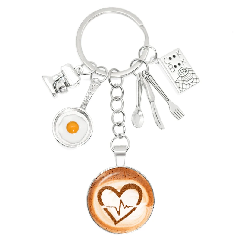 

Кофейный латте резьба Любовь сердце искусство брелок омлет шеф-повар брелок творческая кухонная утварь Подвеска Украшения Подарки для муж...
