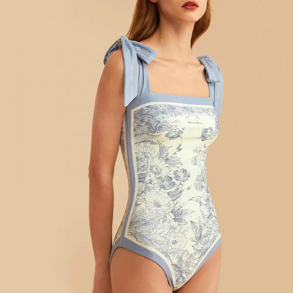 

Bathing Suit Beautiful Quick-drying Sexy Monokini Women Floral Print One-Piece Swimsuit Beachwear