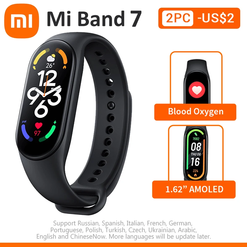 

Xiaomi Mi Band 7 Smart Bracelet 6 Color AMOLED Screen Miband 7 Blood Oxygen Fitness Traker Bluetooth Waterproof Smart Band