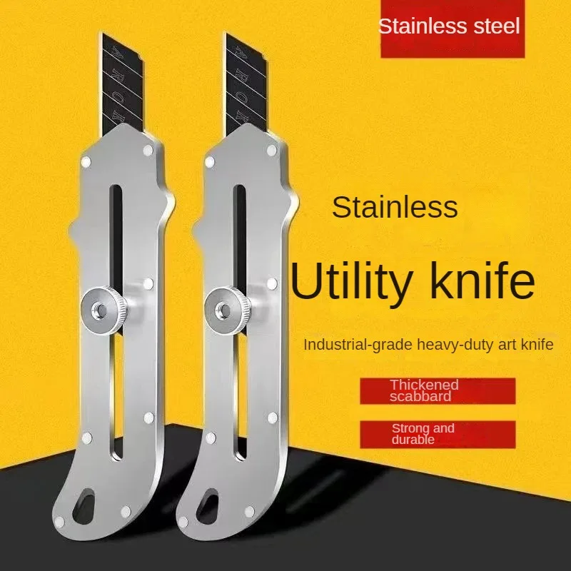 

New Stainless Steel Utility Knife 18mm Steel Wallpaper Knife Holder Durable Sturdy Fast Cutting Manual Lock For Comfortable Grip