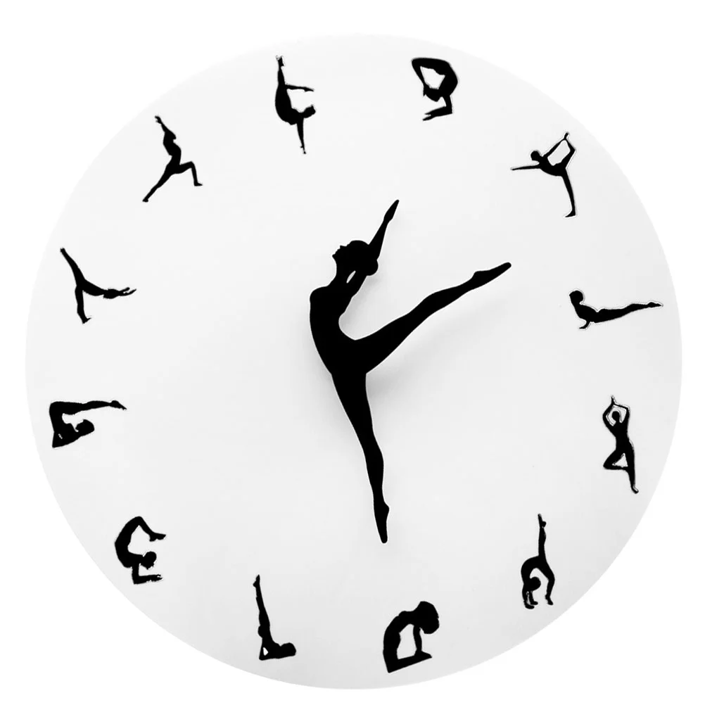 

Clock Wall Hanging Yoga Decoration Dancers Bedroom Home Dancing Girl Dance Class Decorative Decor Silhouette Gymnastics Diy