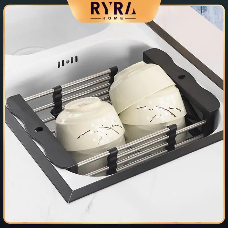 

Foldable Stainless Steel Dish Drainer Roll Up Dish Drying Rack Shelf Kitchen Sink Holder Organizer Bowl Tableware Plate Storage