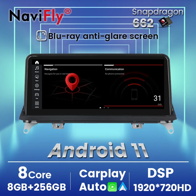 Автомагнитола Navifly мультимедийный плеер для BMW X5 E70/X6 E71 (2007-2013) CCC/CIC carplay 8 + 256G DSP 4G |
