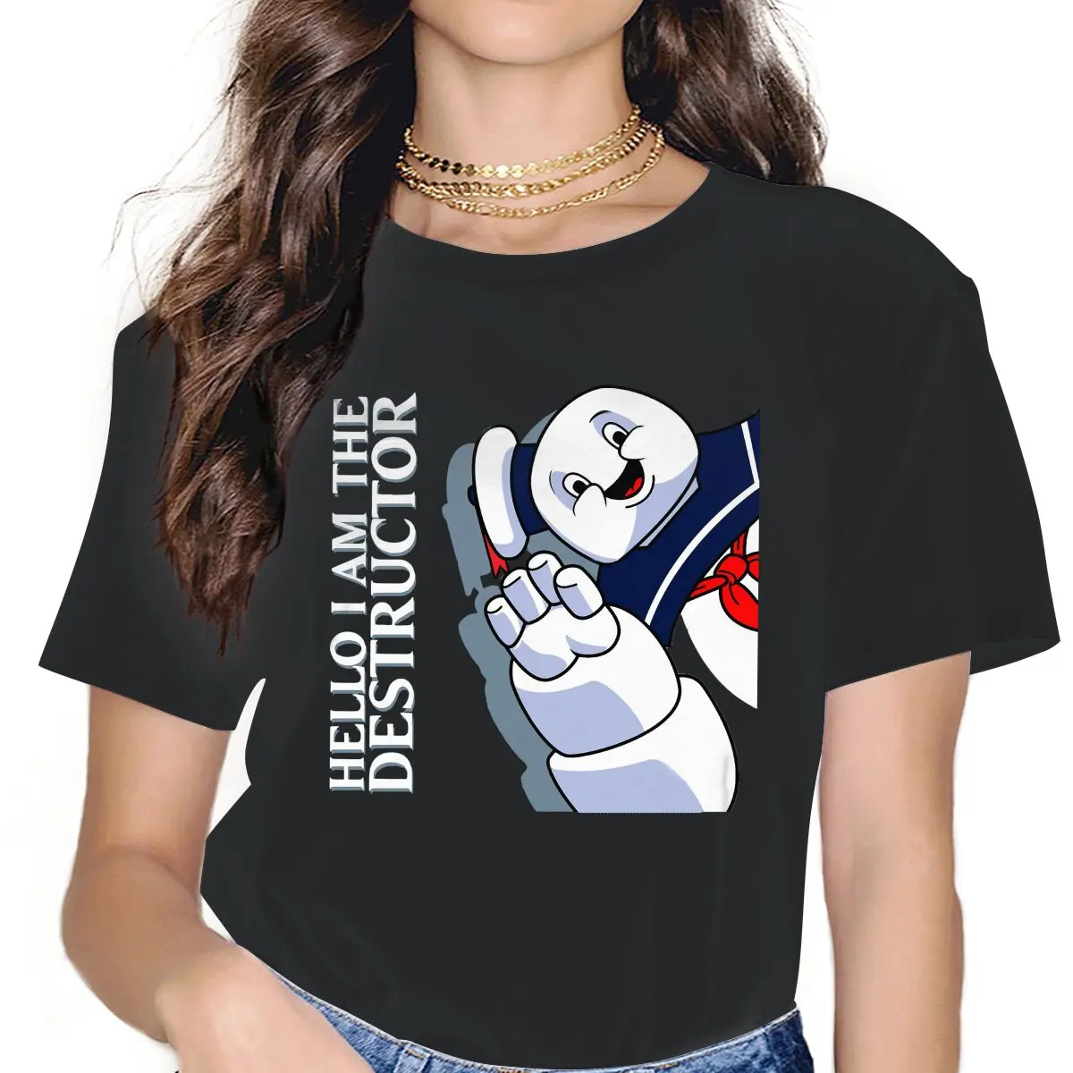 

Женская футболка с коротким рукавом, круглым вырезом и принтом