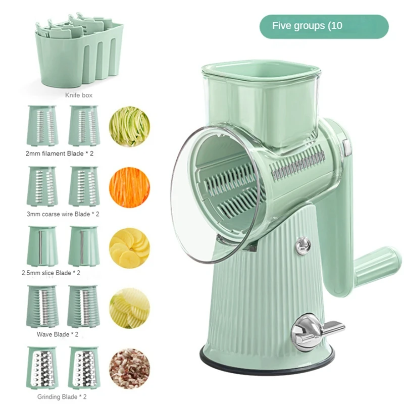

Cheese Grater With Handle With 5 Interchangeable Blades,Multifunctional Potato And Radish Slicing And Slicing Machine Durable
